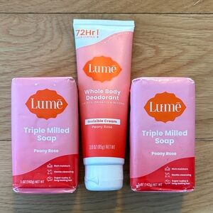 NEW Lumē Triple Milled Soap + Full Body Deodorant Bundle in Peony Rose